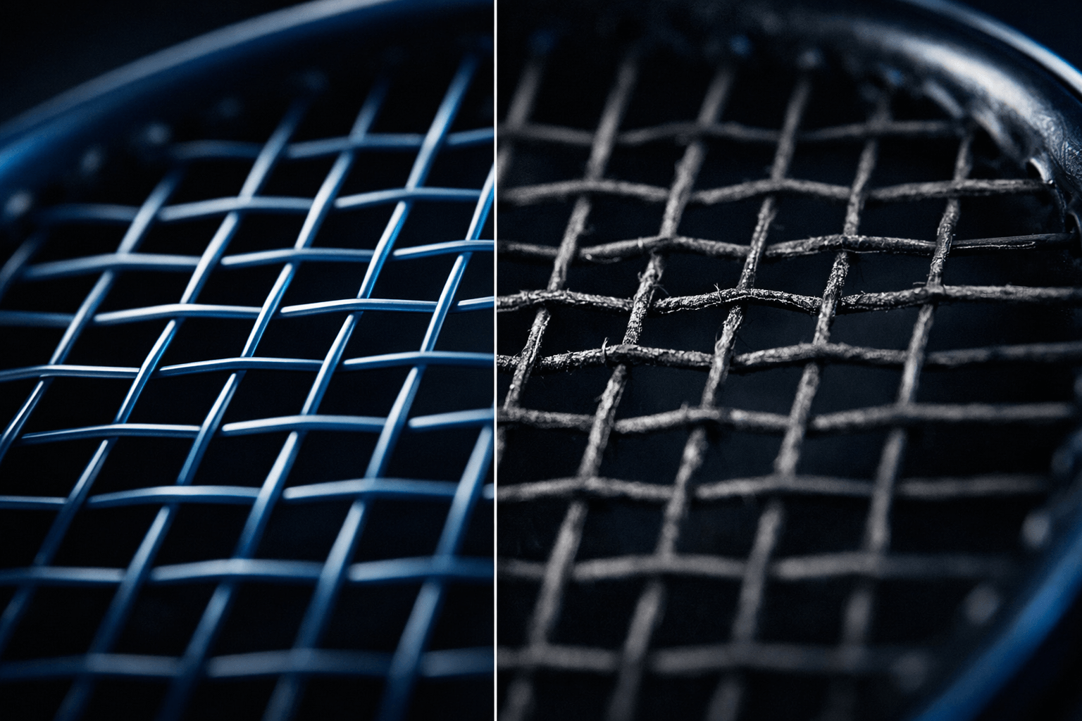 Yeni polyester kordaj (sol) ve ölü polyester kordaj (sağ) — esneklik ve yüzey aşınması karşılaştırması